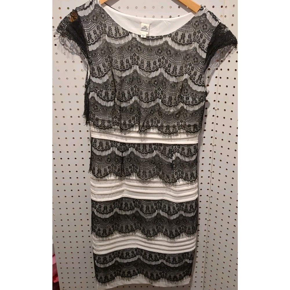 Sangria Black Lace Sleeveless Dress Tier Size 12